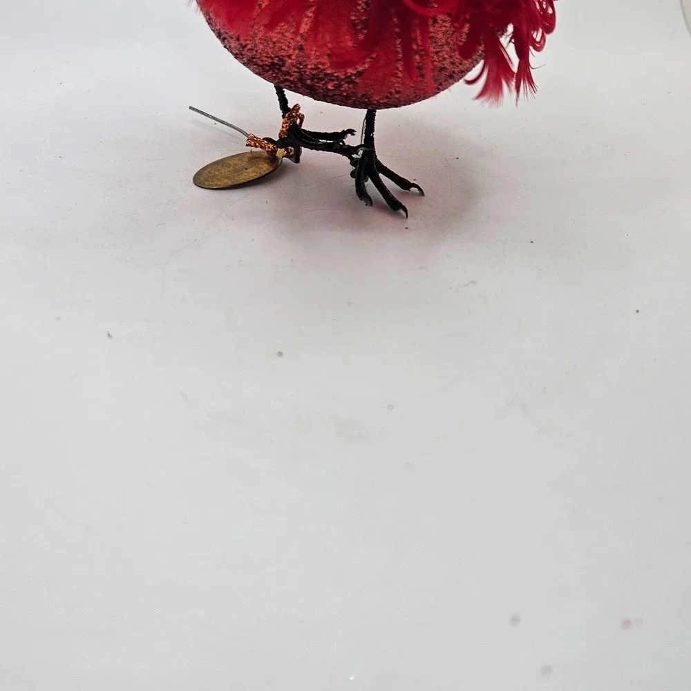 Katherine's Collection Red Feather Bird Ornament Glitter Crown Black Purple‎